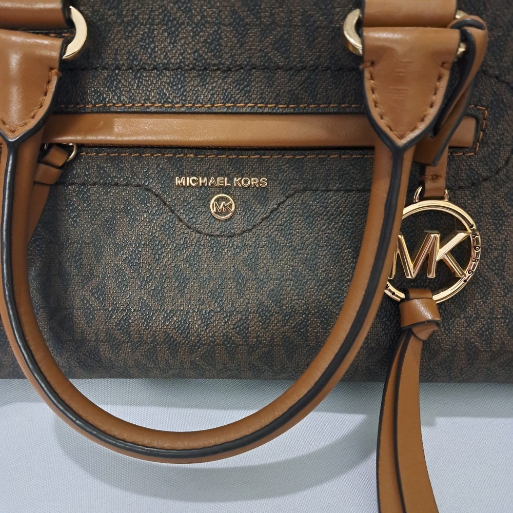 Michael Kors Brown Tan Satchel with Signature Design - Picture 2 of 12